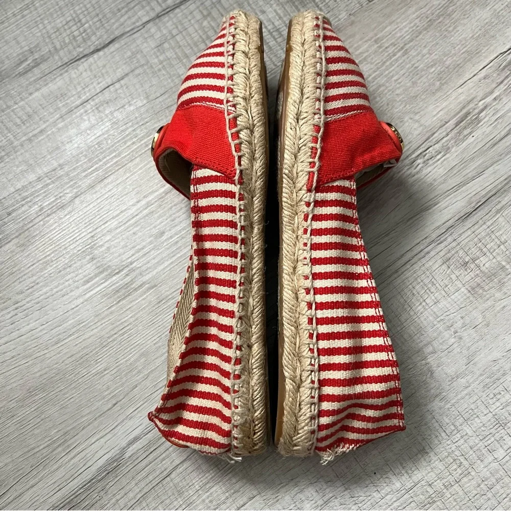 TORY BURCH Flams Red and White Espadrilles Size 11